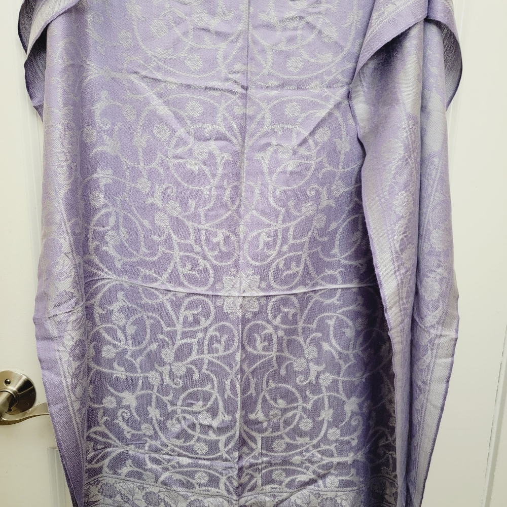 TURKISH long wrap/scarf in Swirl print, 2 tone Pashmina - Picture 6 of 7